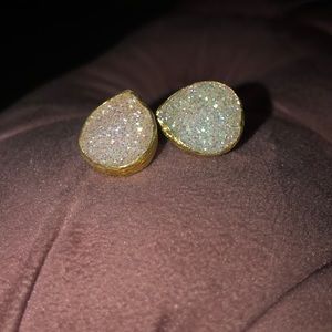 White druzy earrings